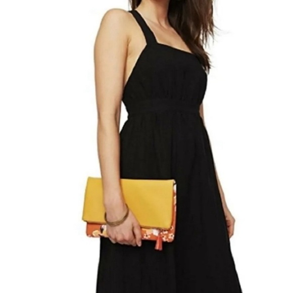 {NOT FOR SALE} Rachel Pally Reversible Zahara Clutch Purse Orange Gold Floral - Picture 3 of 10